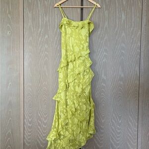 Elegant Lime Green Ruffle Dress